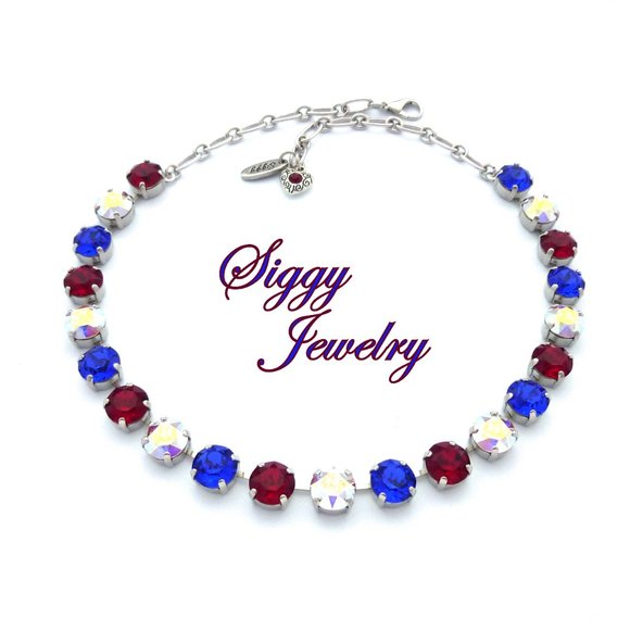 Swarovski Crystal Patriotic July 4th Necklace - Picture 3 of 8